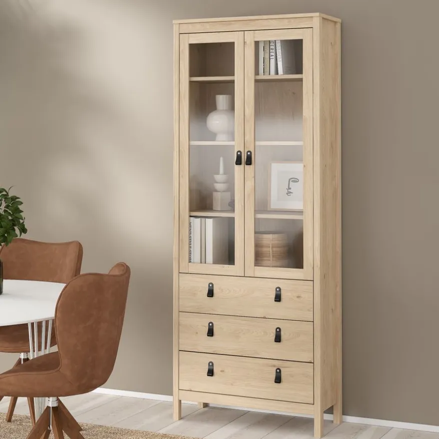 Vitrinekast Dallas Eiken - 79x199x33 cm
