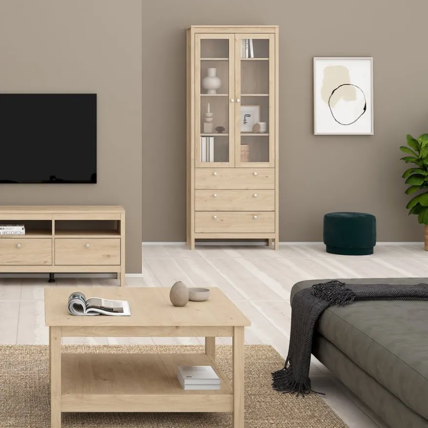 Vitrinekast Dallas Eiken - 79x199x33 cm