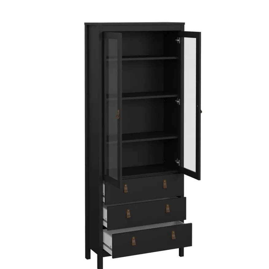 Vitrinekast Dallas Zwart - 79x199x33 cm