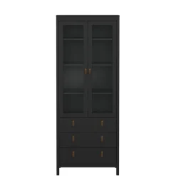 Vitrinekast Dallas Zwart - 79x199x33 cm
