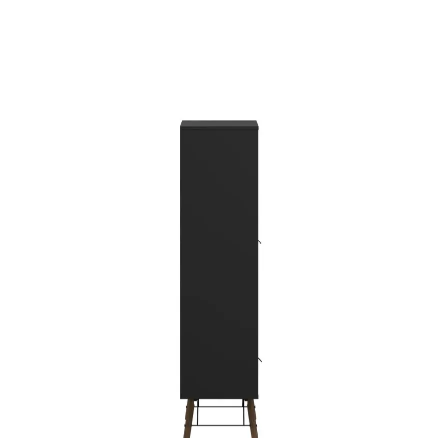 Vitrinekast Denver Zwart / Walnoot - 102x162x40 cm