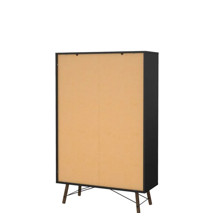 Vitrinekast Denver Zwart / Walnoot - 102x162x40 cm
