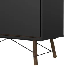 Vitrinekast Denver Zwart / Walnoot - 102x162x40 cm