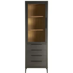 Vitrinekast Zwanenburg Zwart - 67x212x48 cm