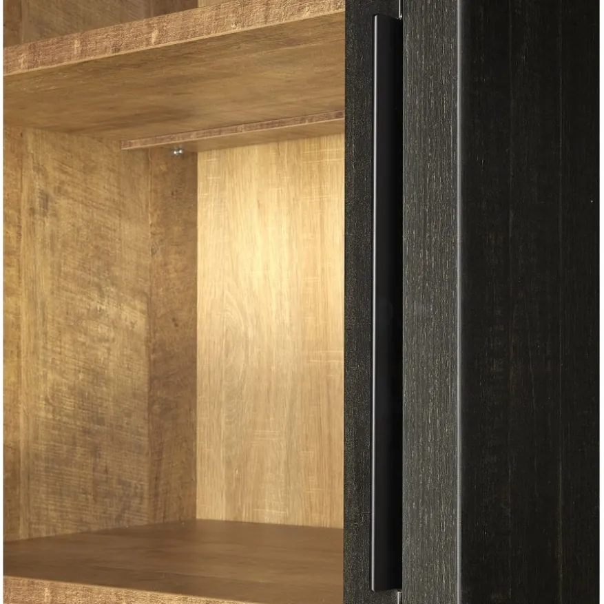 Vitrinekast Zwanenburg Zwart - 125x212x48 cm