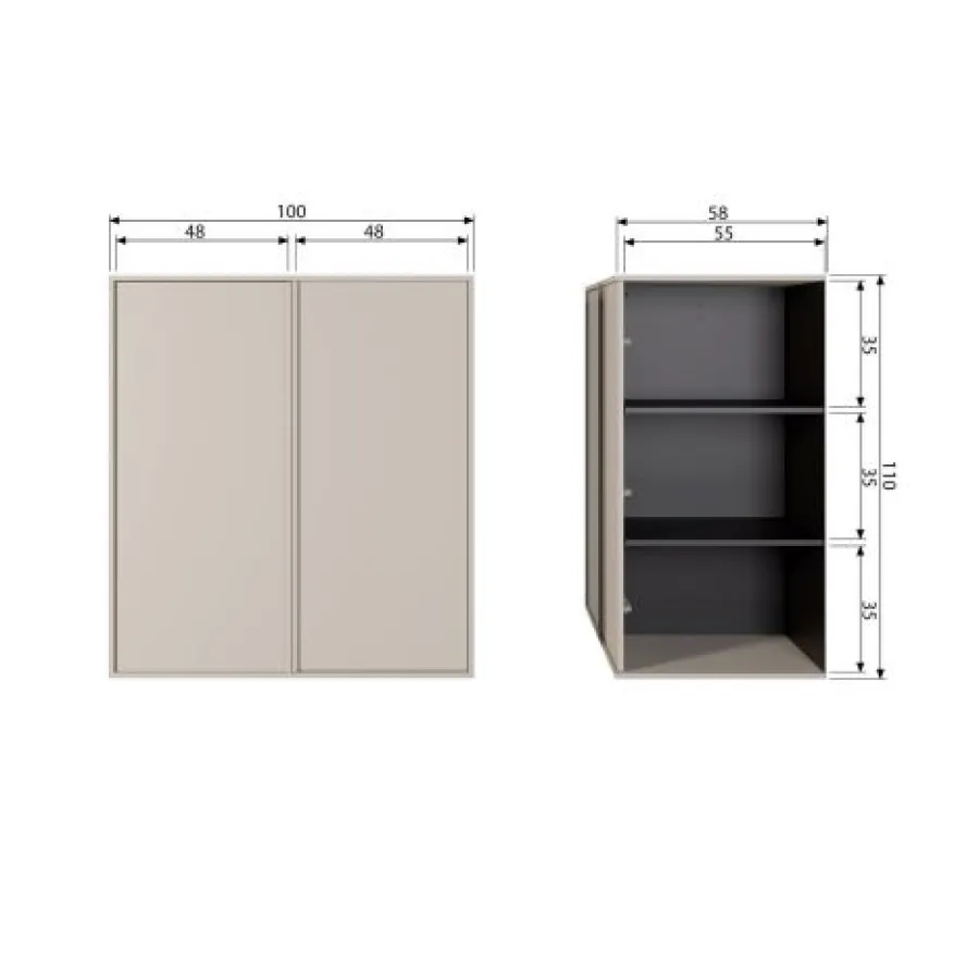 vtwonen Kast Daily Greige - 100x110x58 cm