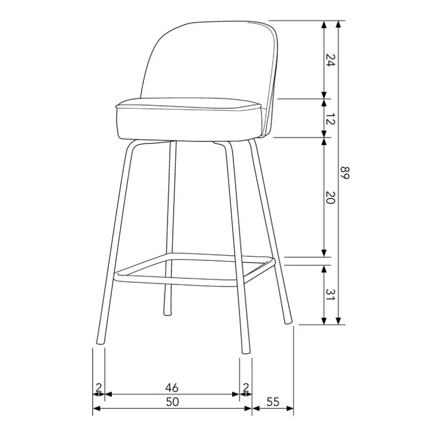 WOOOD Barkruk Vogue Cognac - 65 cm