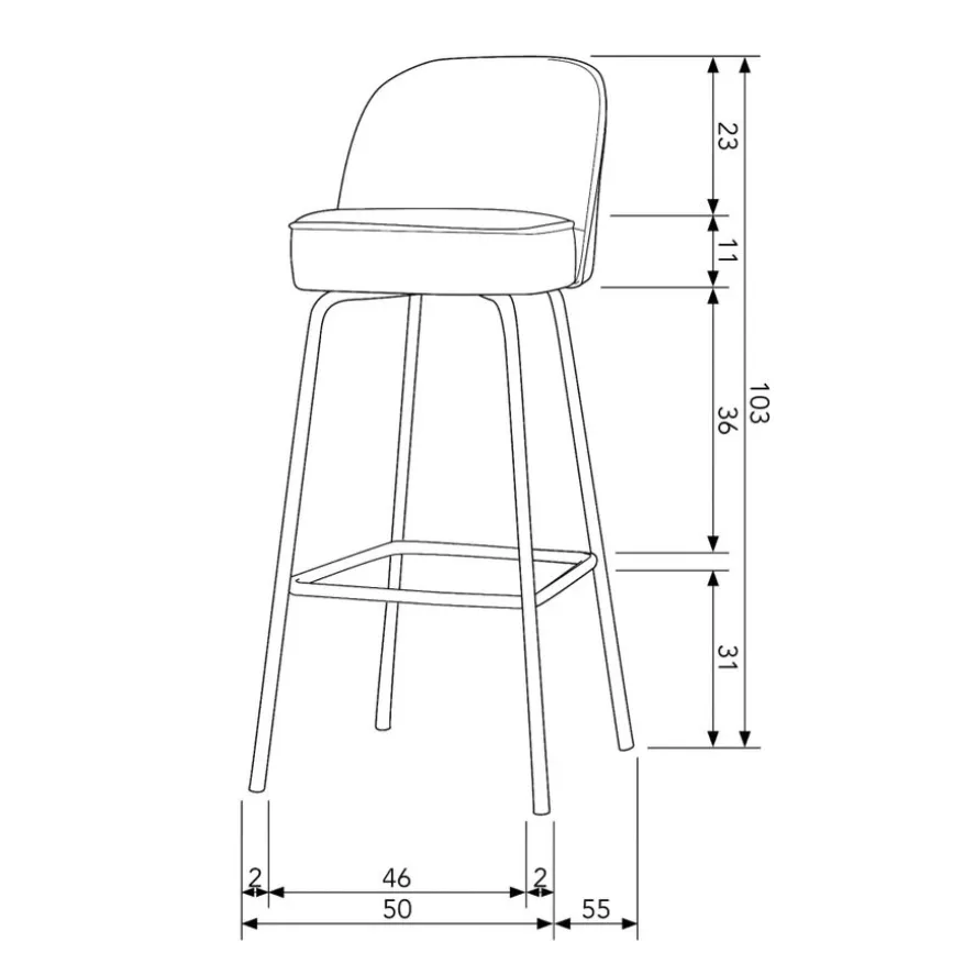 WOOOD Barkruk Vogue Zwart - 80 cm