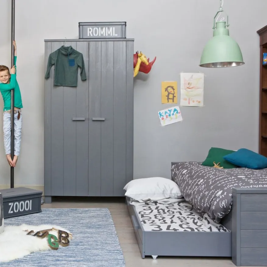 WOOOD Bedlade Dennis Grijs - 90x190 cm