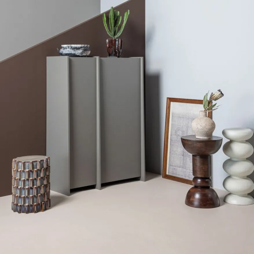 WOOOD Bijzettafel Axu Grijsblauw - Ø 35 cm