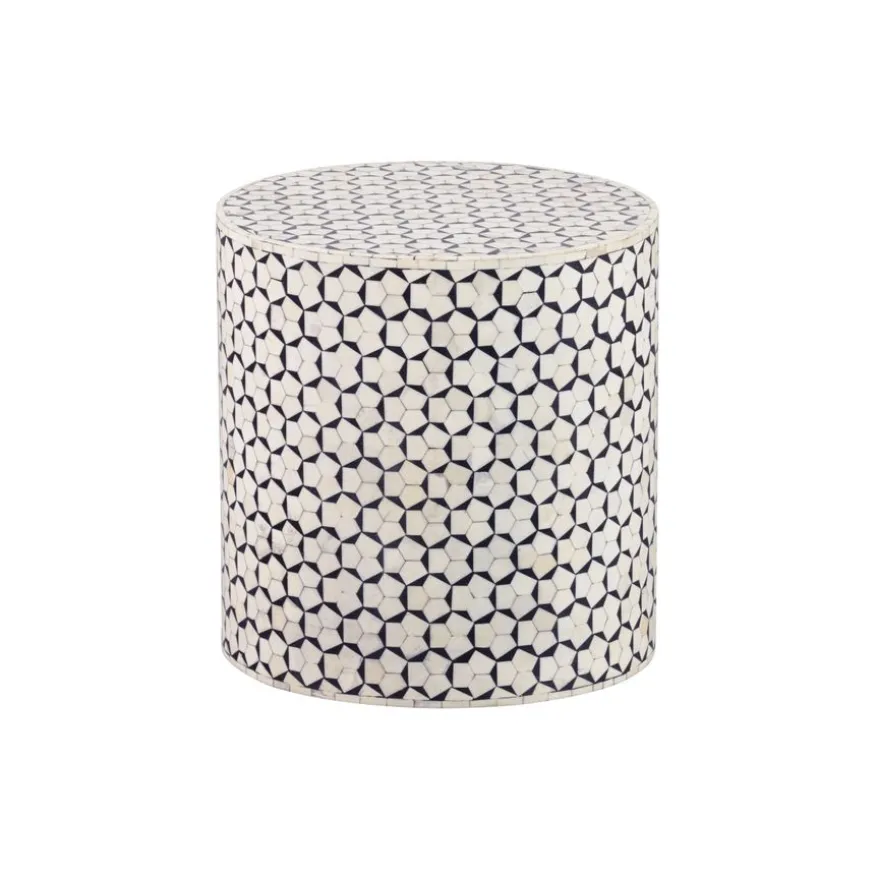 WOOOD Bijzettafel Neva Zwart/Wit - Ø 37 cm