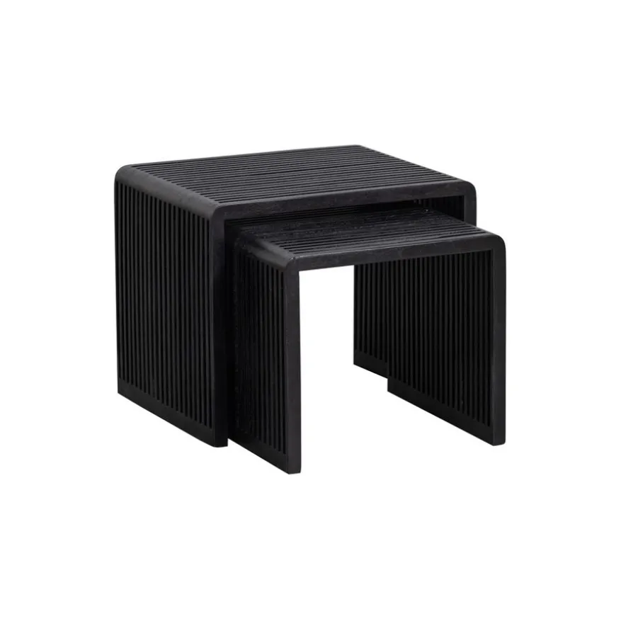 WOOOD Bijzettafel Willa Zwart - set 2 stuks