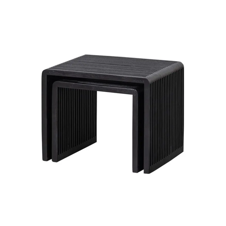 WOOOD Bijzettafel Willa Zwart - set 2 stuks