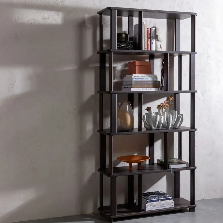 WOOOD Boekenkast Riss Donkerbruin - 90x186x30 cm