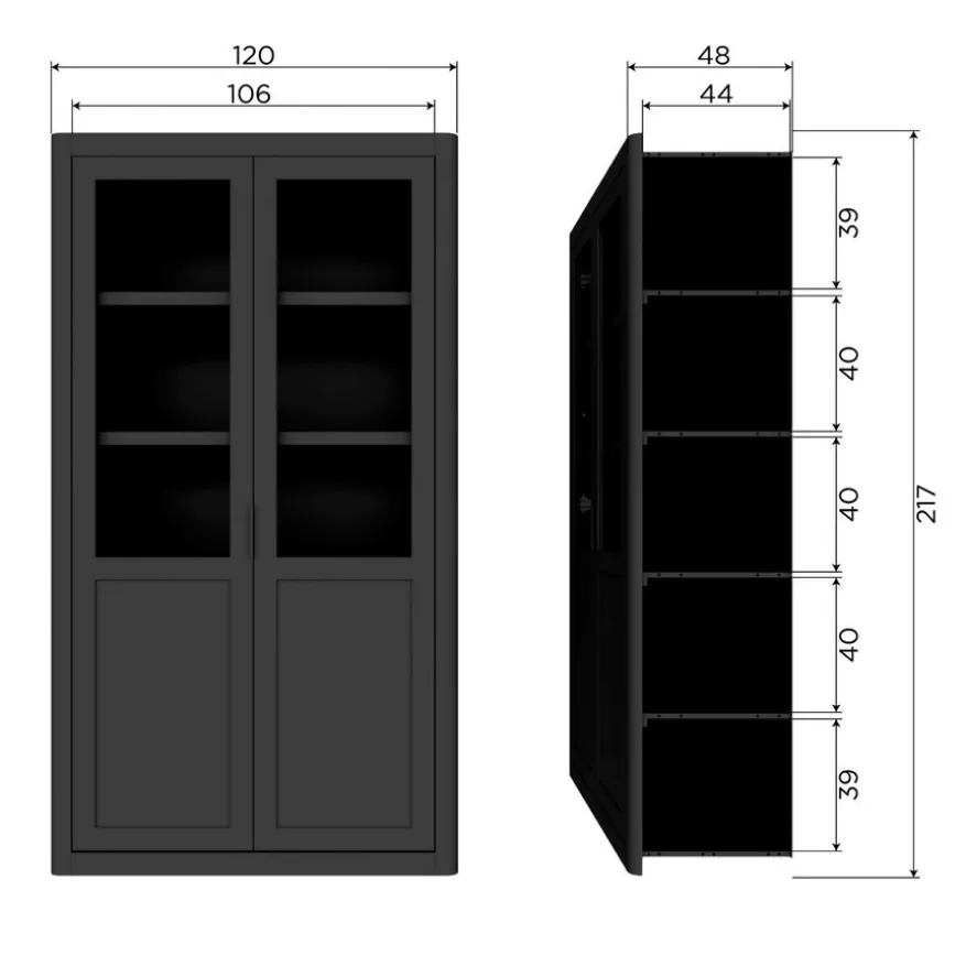 WOOOD Buffetkast Gunnar Zwart - 120x217x48 cm