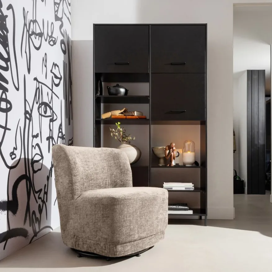 WOOOD Draaifauteuil Atty Zand