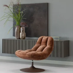 WOOOD Draaifauteuil Elvi Roestbruin