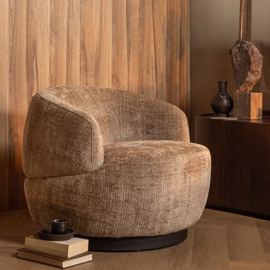 WOOOD Draaifauteuil Woolly Zand