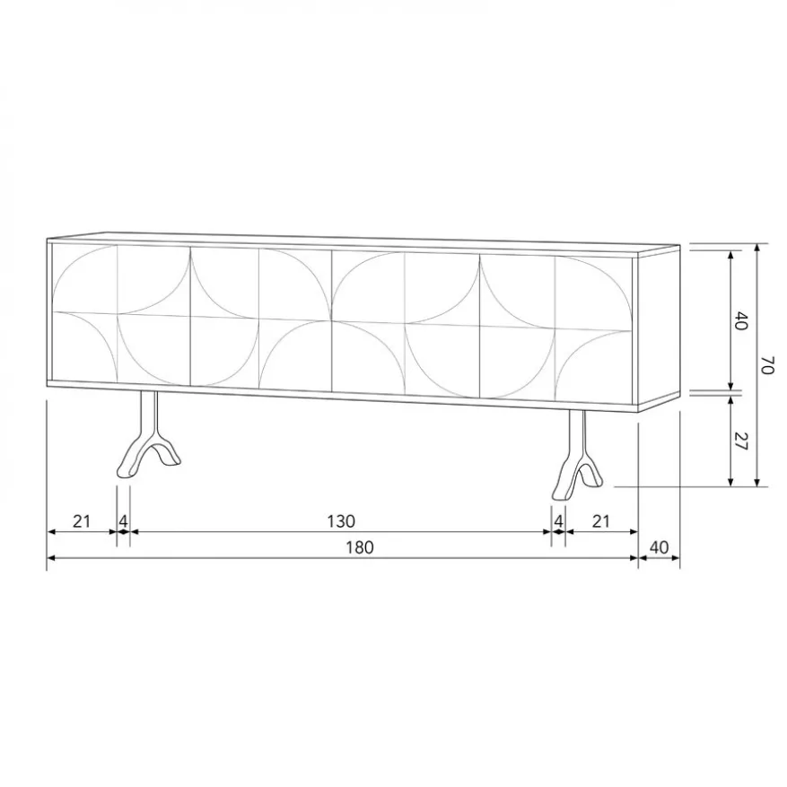 WOOOD Dressoir Draw Bruin - 180x70x40 cm