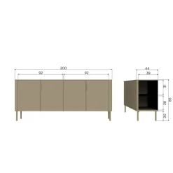 WOOOD Dressoir Gunnar Mud - 201x85x44 cm