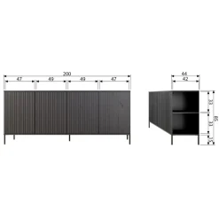 WOOOD Dressoir New Gravure Dust - 200x85x44 cm