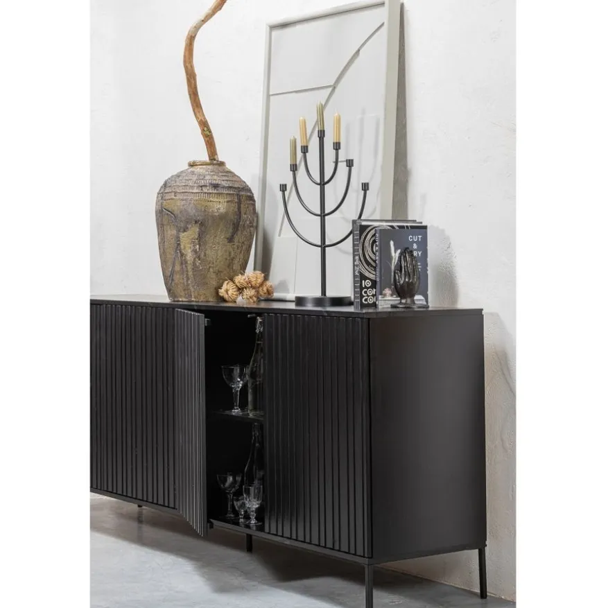 WOOOD Dressoir New Gravure Zwart - 200x85x46 cm