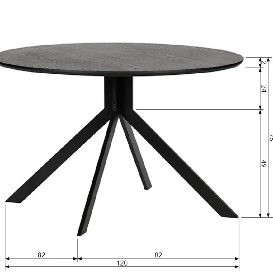 WOOOD Eettafel Bruno Zwart - Ø 120 cm