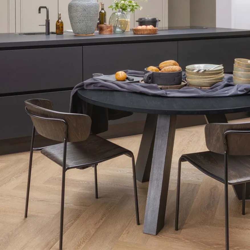 WOOOD Eettafel Rhonda Zwart - Ø 129 cm