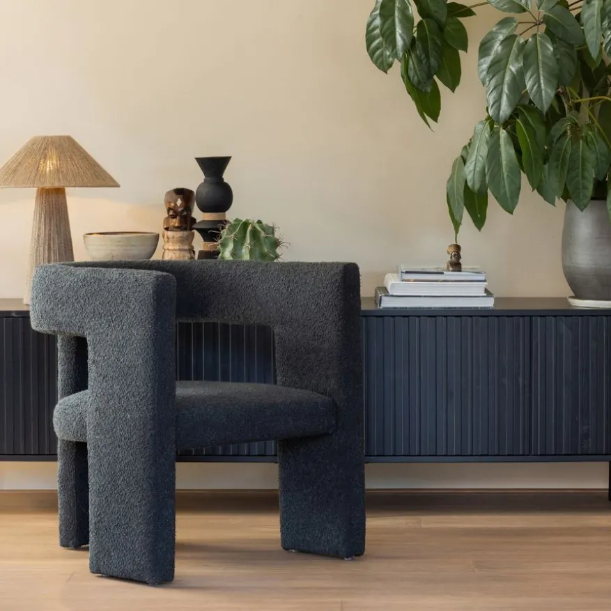 WOOOD Fauteuil Tiwa Donkergrijs