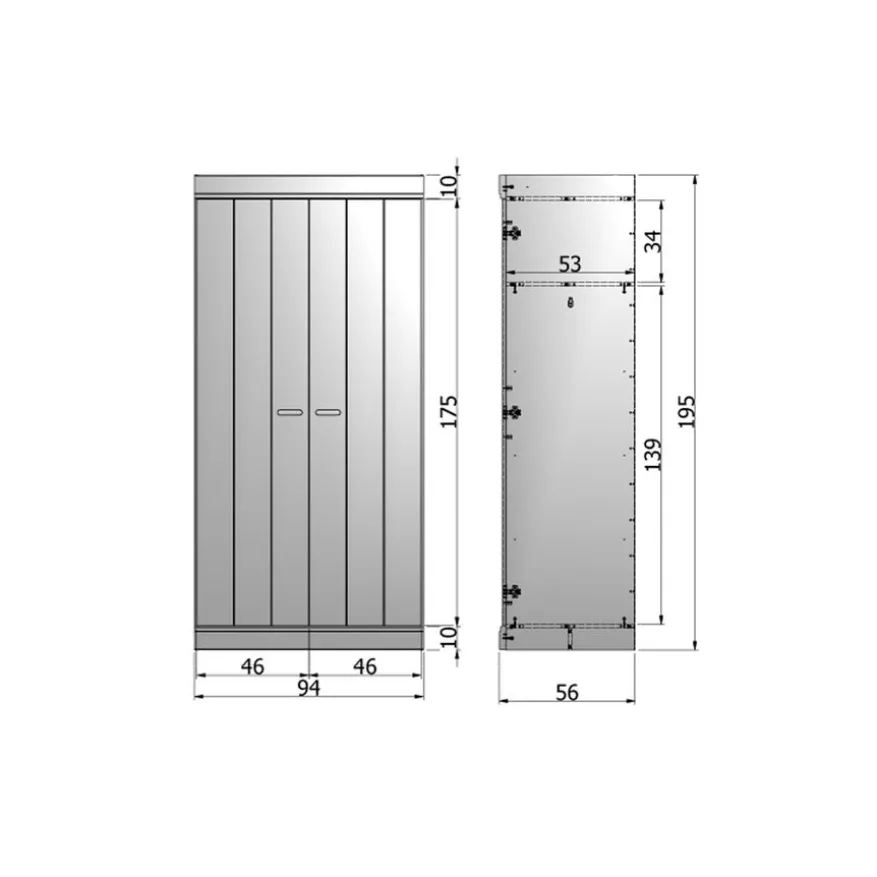 WOOOD Kledingkast Connect Wit - 94x195x53 cm