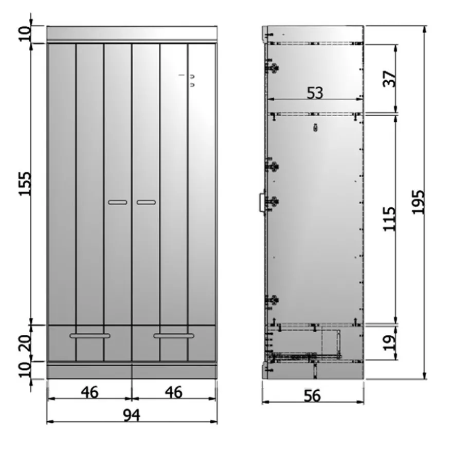 WOOOD Kledingkast Connect Wit - 94x195x53 cm