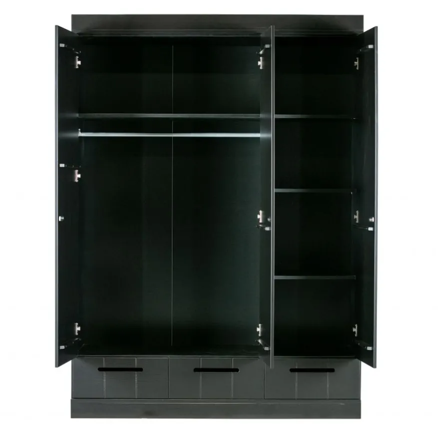 WOOOD Kledingkast Connect Zwart - 140x195x53 cm
