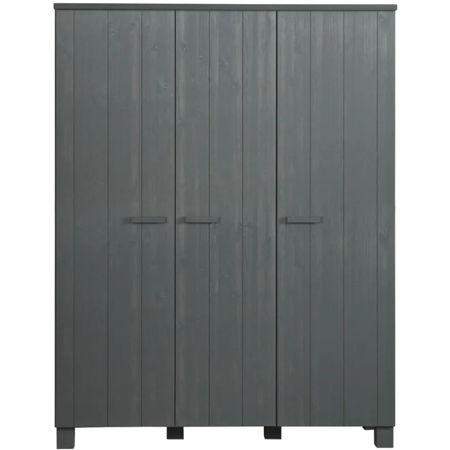 WOOOD Kledingkast Dennis Staalgrijs - 158x202x55 cm