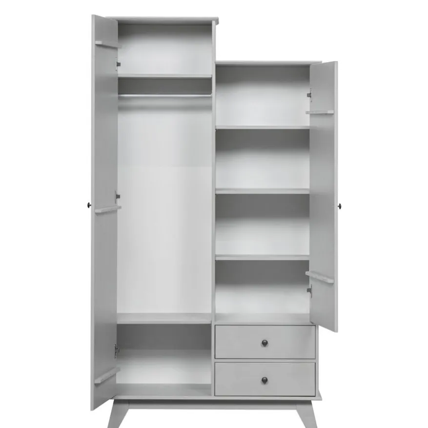 WOOOD Kledingkast Lily Grijs - 98x190x41 cm