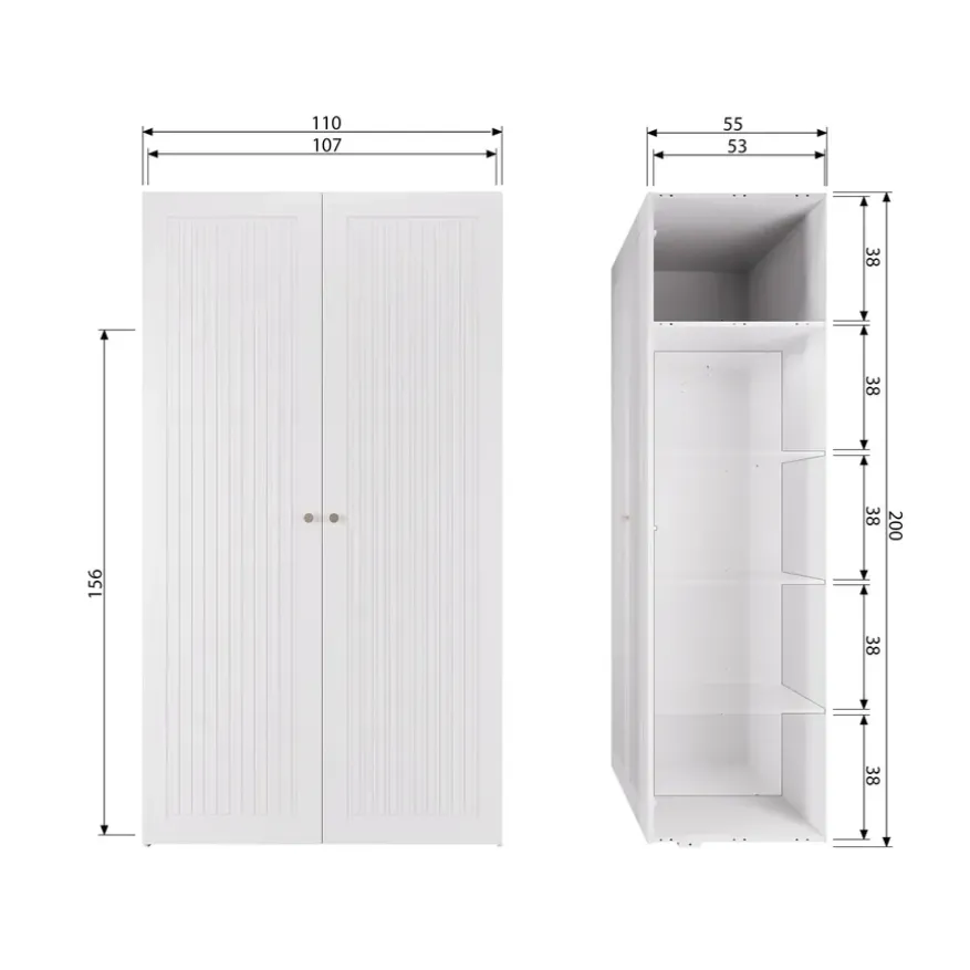 WOOOD Kledingkast Sipke Wit - 110x200x55 cm