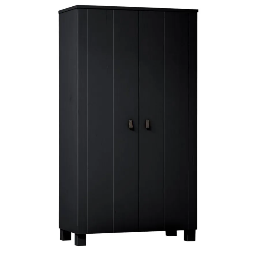 WOOOD Kledingkast Ties Zwart - 111x202x55 cm