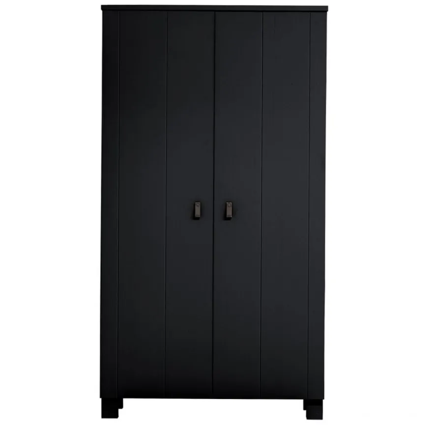 WOOOD Kledingkast Ties Zwart - 111x202x55 cm