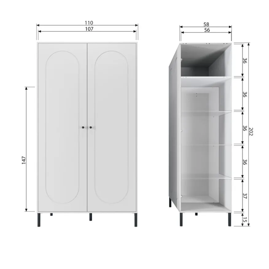 WOOOD Kledingkast Xina Grijs - 110x202x58 cm