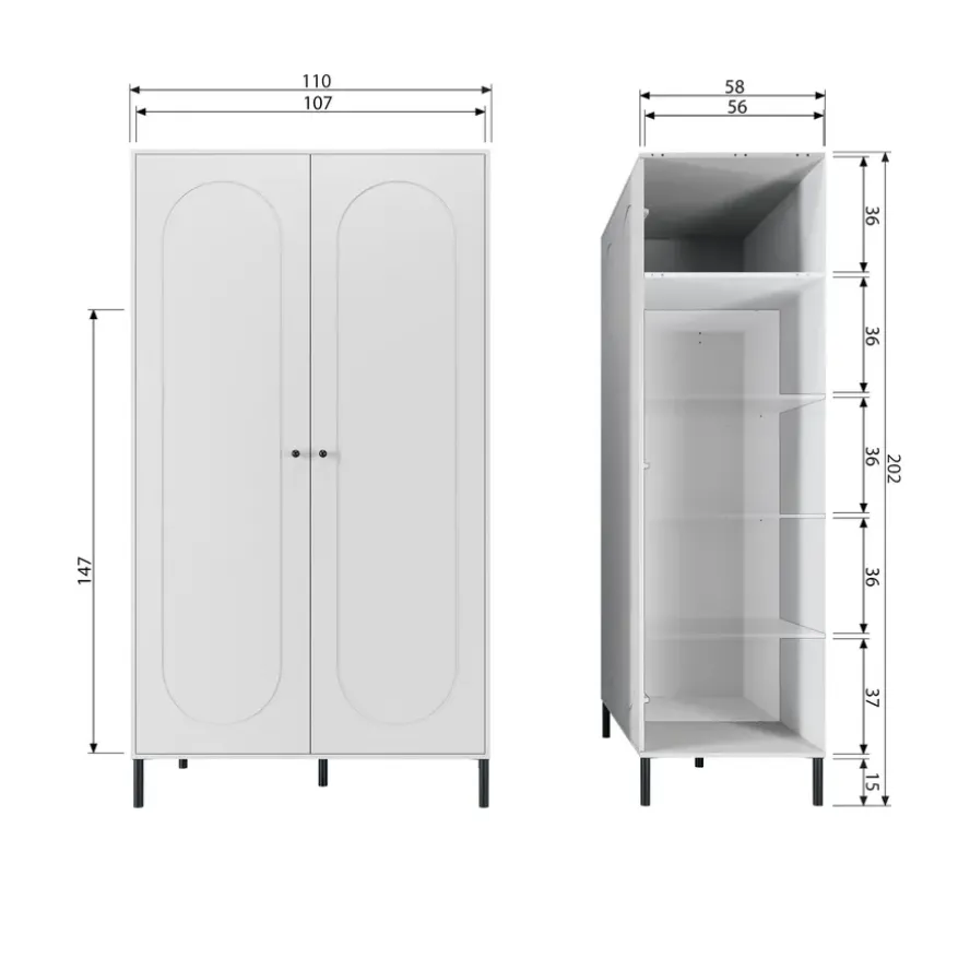 WOOOD Kledingkast Xina Grijs - 110x202x58 cm