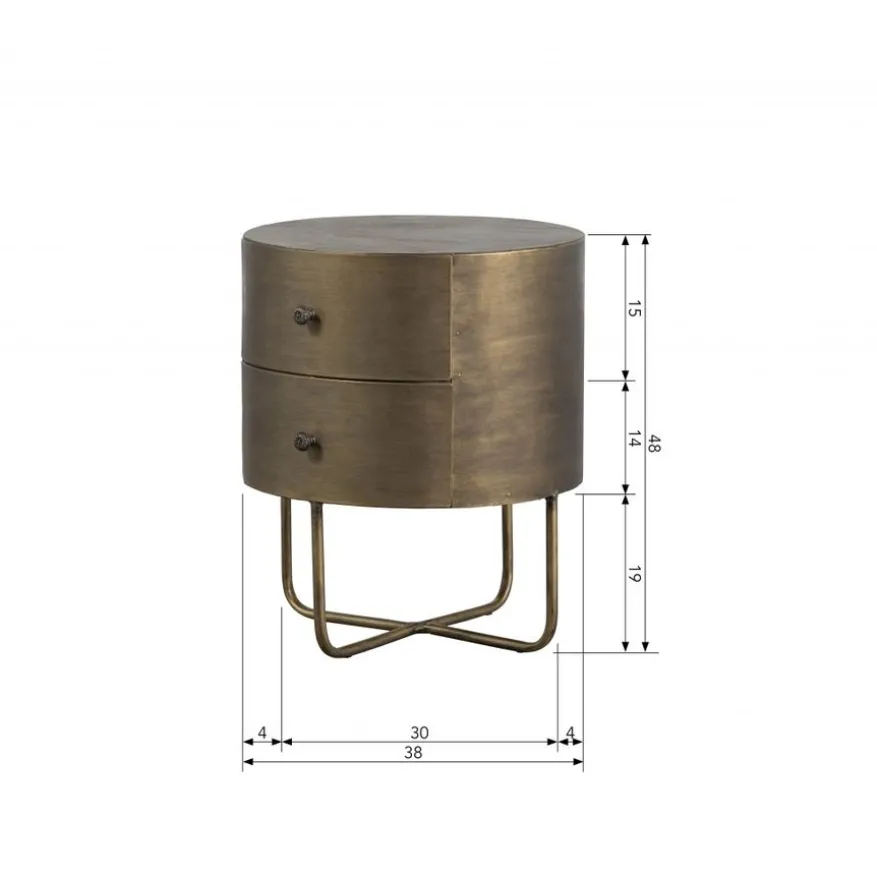WOOOD Nachtkastje Glossy Goud - 39x48x39 cm