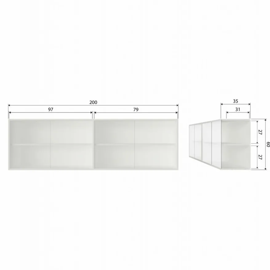 WOOOD Opzetkast Klink Mist - 200x60x35 cm