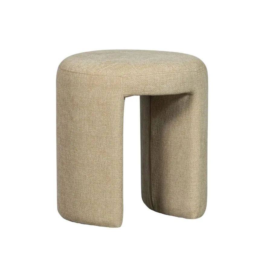 WOOOD Poef Charlie Beige - Ø 45 cm