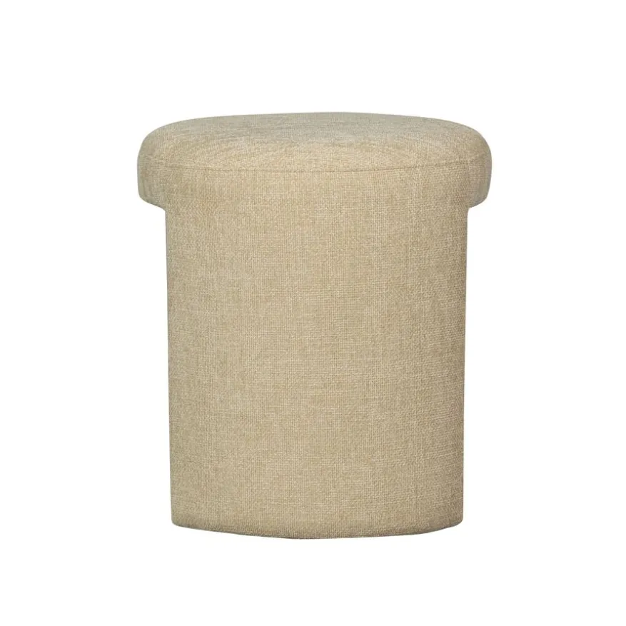 WOOOD Poef Charlie Beige - Ø 45 cm