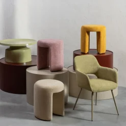 WOOOD Poef Charlie Beige - Ø 45 cm