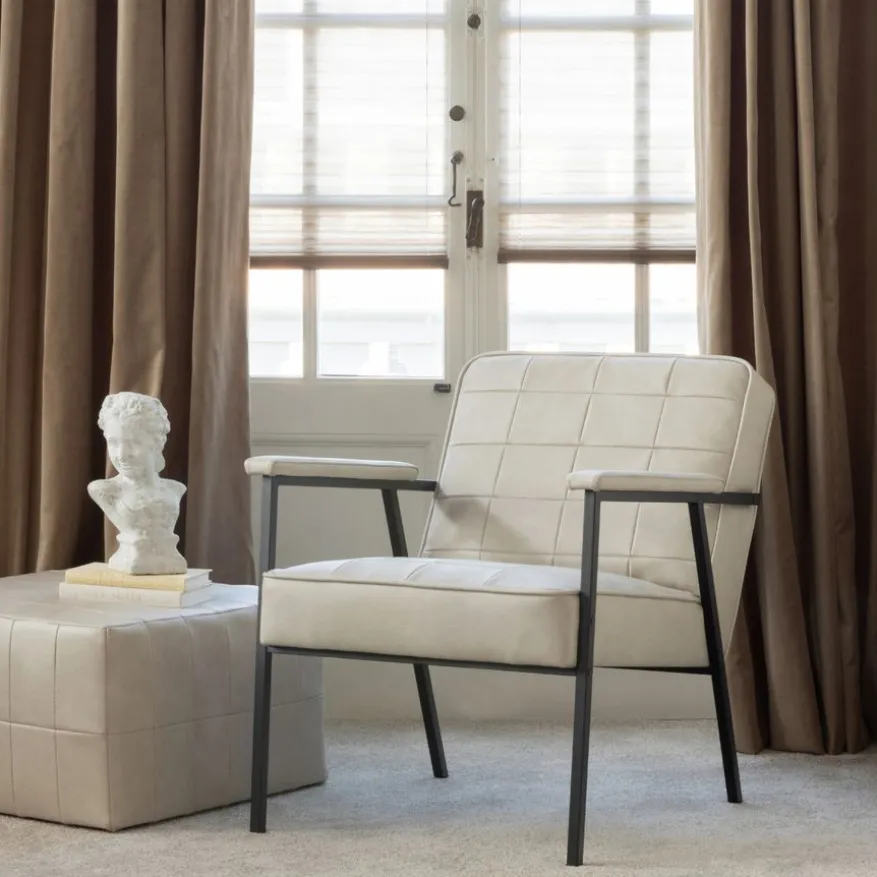 WOOOD Poef Patchwork Beige - 60x60 cm