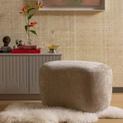 WOOOD Poef Popular Beige - 73x51 cm