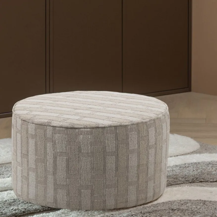 WOOOD Poef Sarli Naturel / Beige - Ø 60 cm
