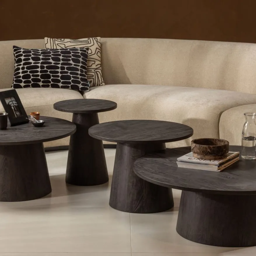 WOOOD Salontafel Maan Donkerbruin - Ø 100 cm