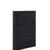 WOOOD Schoenenkast Sabine Zwart - 66x103x16 cm