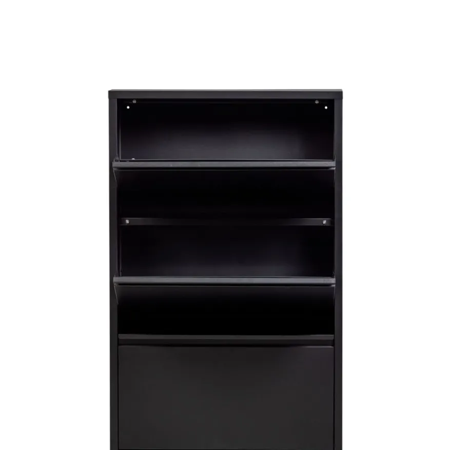 WOOOD Schoenenkast Sabine Zwart - 66x103x16 cm